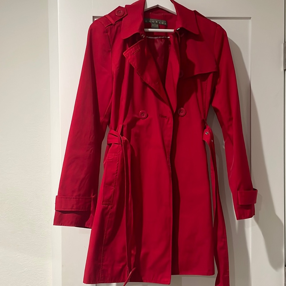 Kenneth Cole Reaction Red Belted Trench Coat